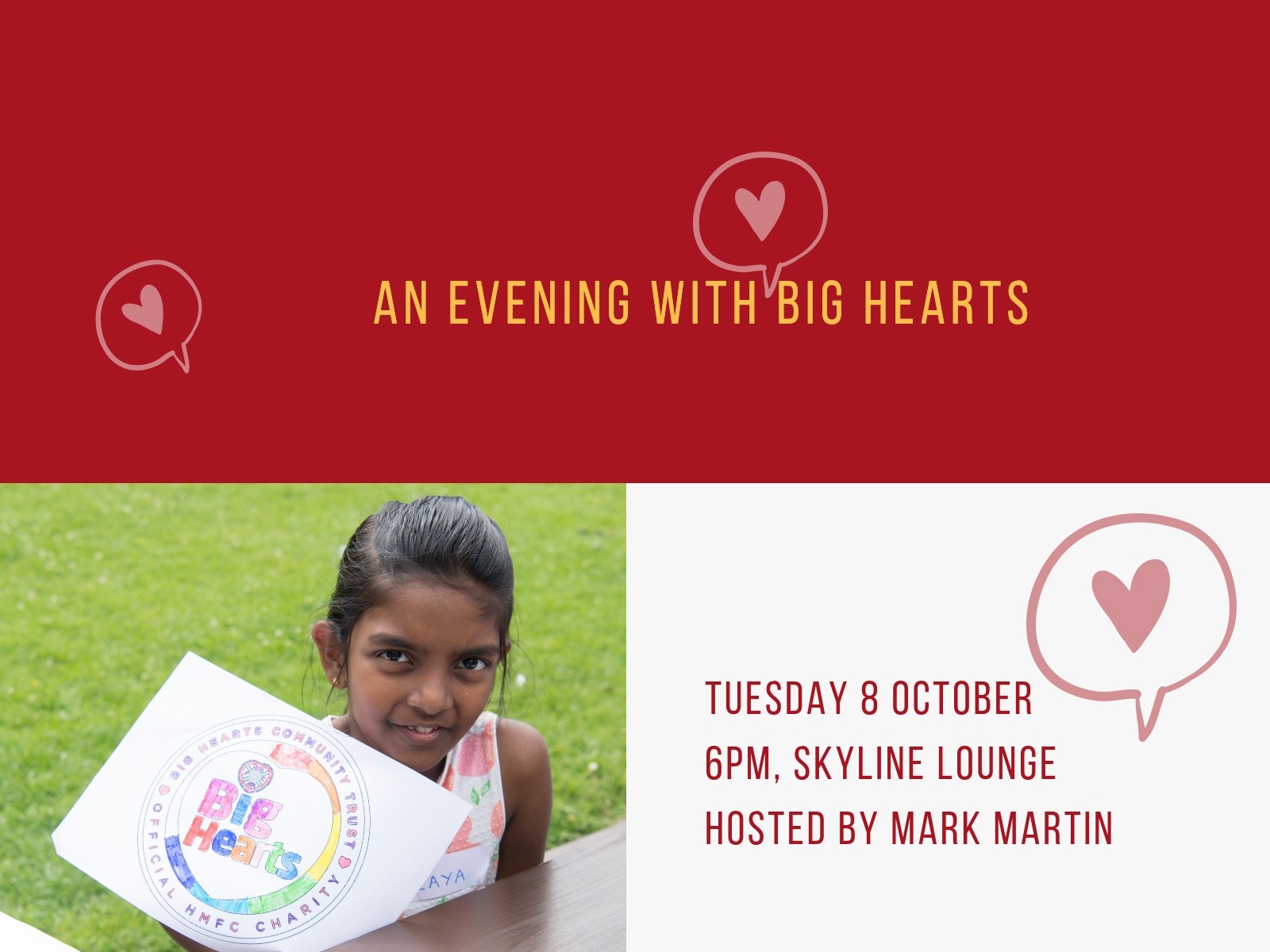  » An evening with Big Hearts: Come & join us on 8th October